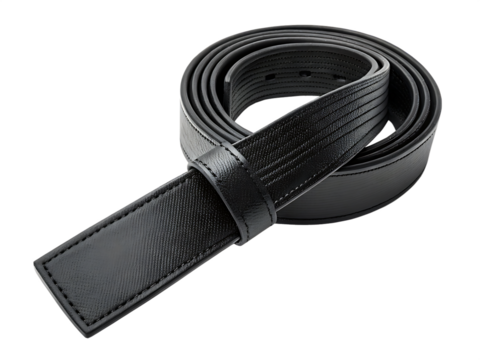 Black leather belt rolled up isolated on a white background ai generated
