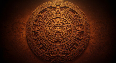 Obraz premium Aztec Calendar Stone: High-Resolution Photo of Intricate Relief