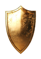 Golden shield medieval theme art digital abstract view protection concept isolated on transparent background