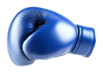 Boxing match preparation sports arena of blue glove dynamic environment close-up view isolated on transparent background