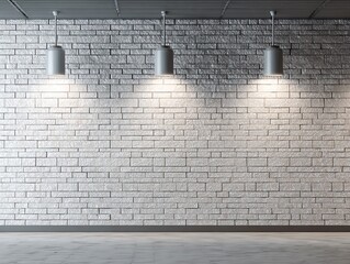 Three Pendant Lights Illuminating Grey Brick Wall