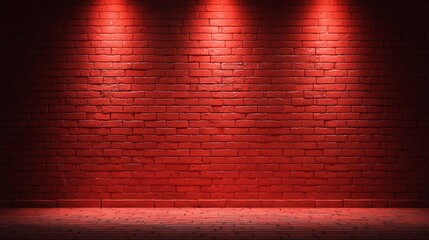 Red Brick Wall with Three Spotlights
