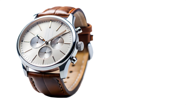 Elegant mens chronograph wristwatch isolated on a white background