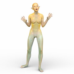 女性エイリアン　3DCGレンダリング
