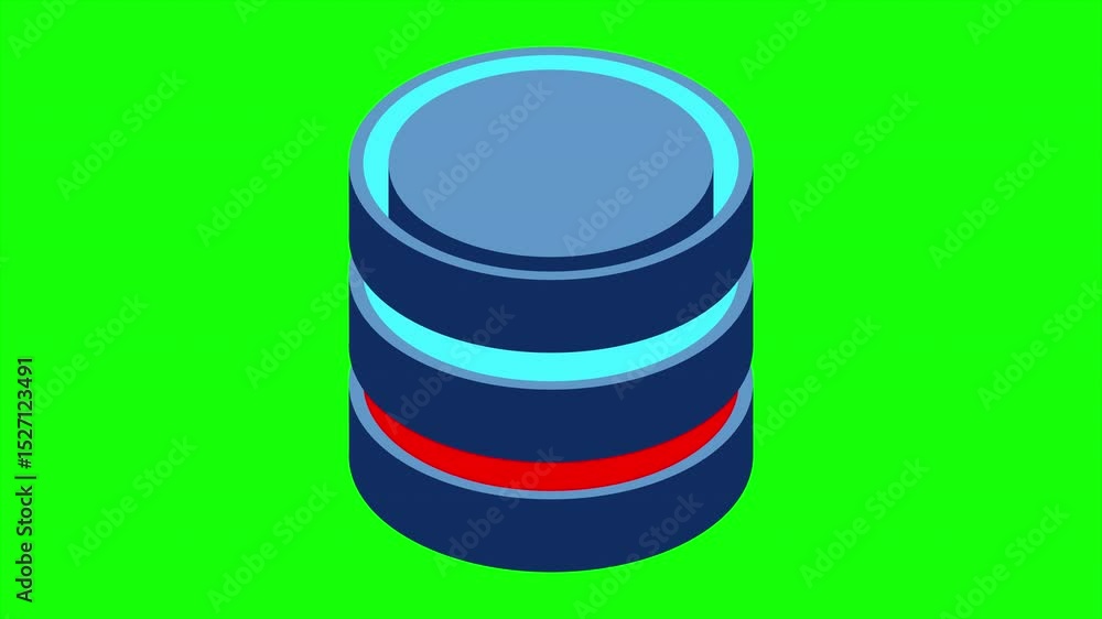 Poster isometric cloud database animation. cloud computing and file cloud storage. modern technology. motio