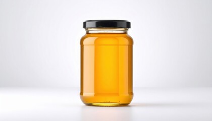 Clear Glass Honey Jar On White Background