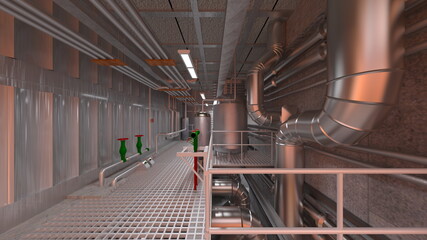 宇宙船通路　3DCGレンダリング
