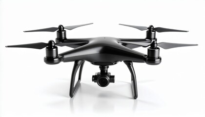 Modern Black Drone On White Background