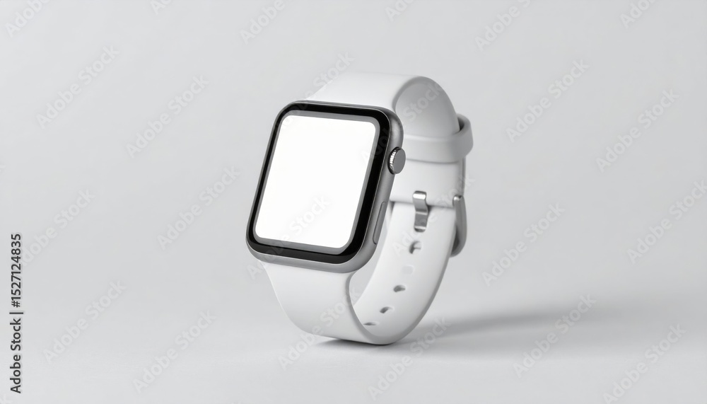 Poster white smartwatch with empty screen on white background