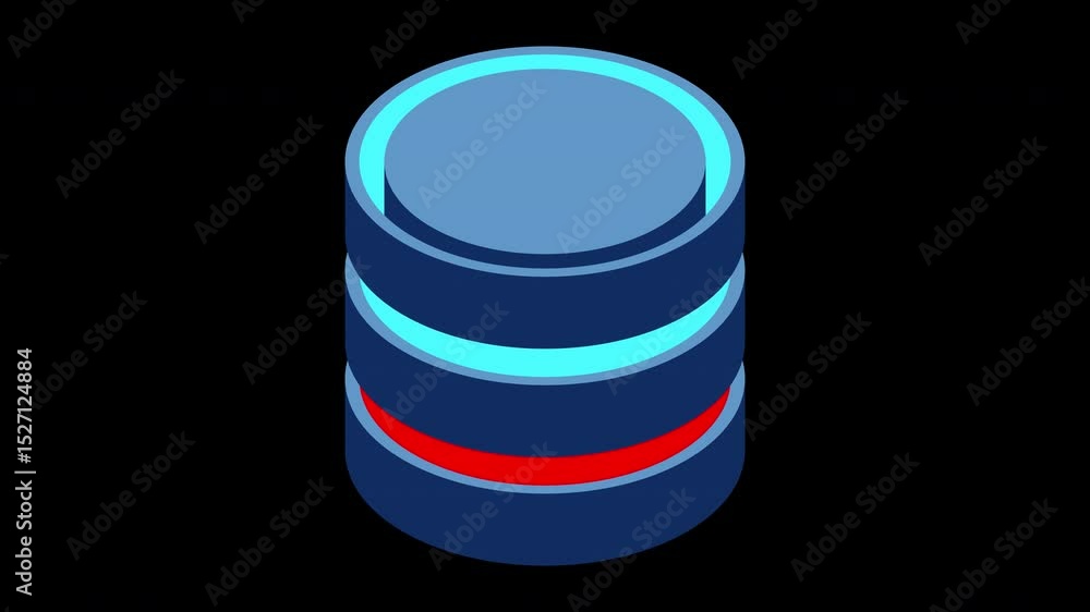 Poster Isometric cloud database animation. Cloud computing and file cloud storage. Modern technology. Motion graphic. Transparent background with alpha channel