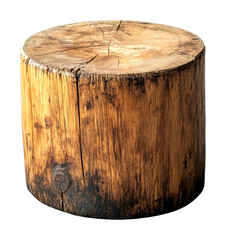 Obraz premium Wooden log block rustic setting still life natural texture close-up organic material isolated on transparent background