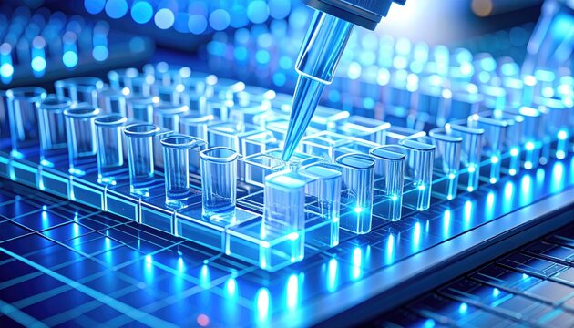 Fluid sample channels through microarray chip with fluorescent signal output and nano-grid lines