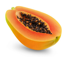 Half of papaya isolated on transparent background.