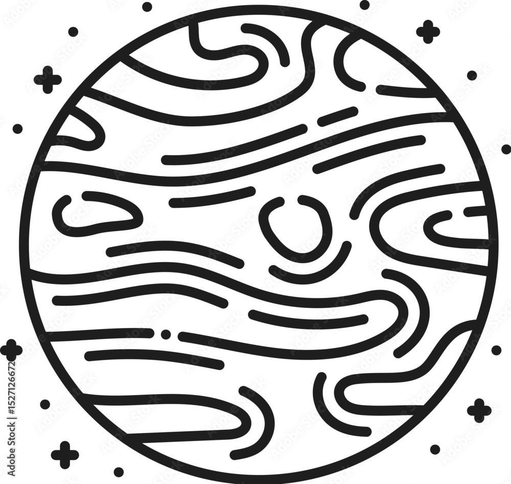 Poster space mars planet and galaxy thin line icon. cosmos flight lineart vector pictogram, space explorati