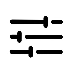 Settings Adjustment Sliders Control Icon, Filter Control Bars Symbol, Equalizer Level Adjuster, 