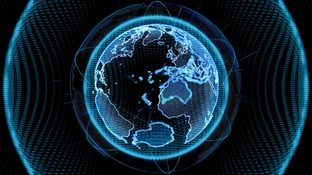 Conceptual visual of the earth and digital data