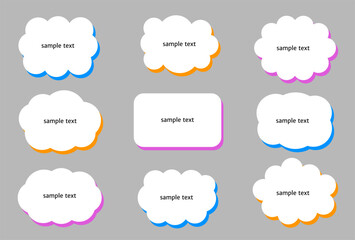 Editable Cloud Label with Geometric Background. Various Vector Frame Sets