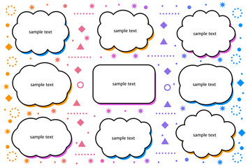 Editable Cloud Label with Geometric Background. Various Vector Frame Sets