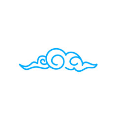 Blue doodle cartoon cloud 