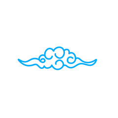 Blue doodle cartoon cloud 