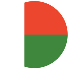 Flag of Madagascar in circle shape isolated.