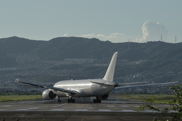 大阪伊丹空港・滑走路へ進入する飛行機
