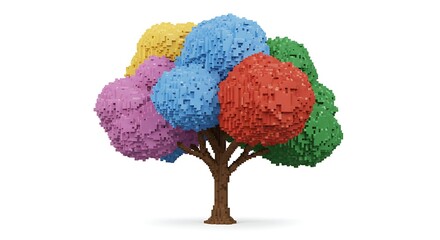A tree in pixel style on white background