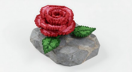 A red rose in pixel style