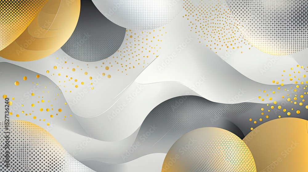 Poster abstract background with overlapping shapes and golden accents