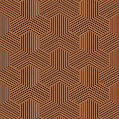 Brown wood grain in the image is a modern and seamless geometric arrangement. Three-dimensional texture, luxury, modern style, suitable for parquet floors, walls, wallpapers, doors, room dividers.