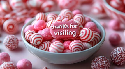 A delightful bowl filled with an assortment of pink and white candies, perfect for celebrations.
