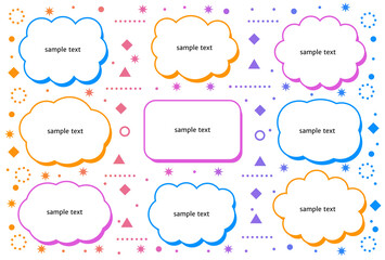 Transparent PNG Cloud Labels with Colorful Geometric Borders