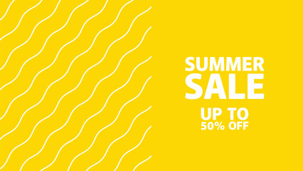 Vibrant yellow wavy line summer sale background.