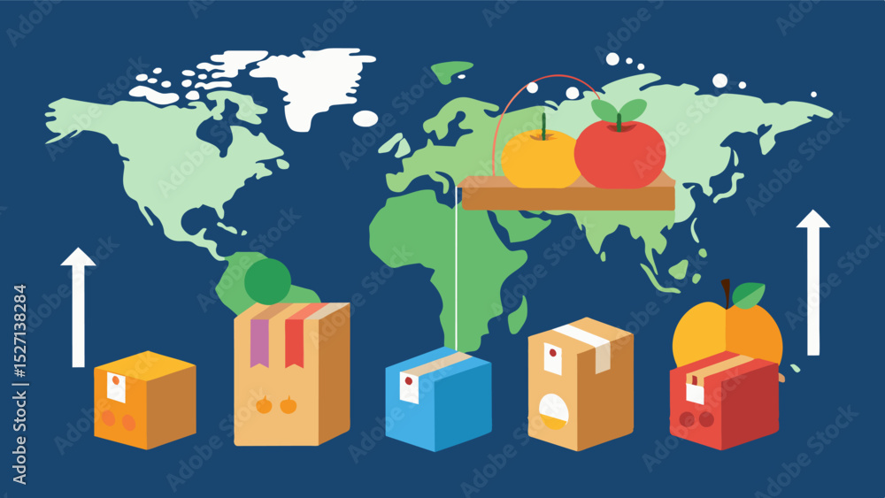 Aufkleber a visualization of the top food exporting and importing countries with varying sizes of boxes to rep