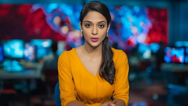Newscaster anchor talking  on news