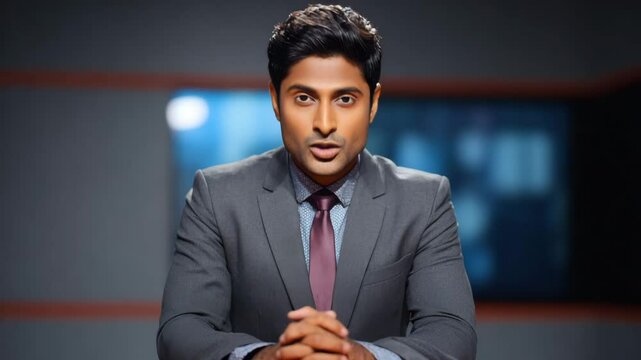 Newscaster anchor talking  on news
