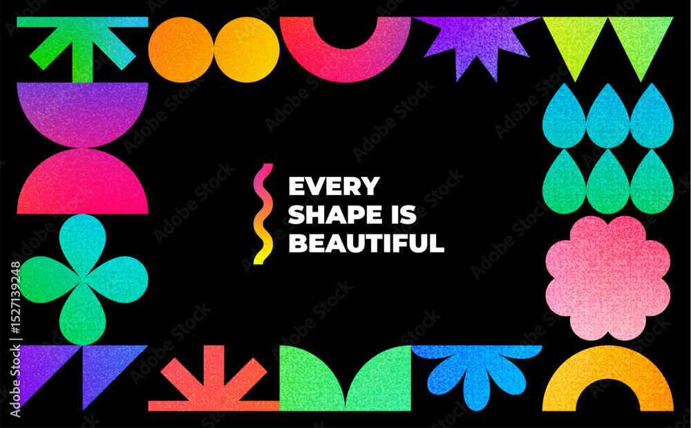 Poster abstract vector shapes frame. design element with flower, star and geometric forms. modern sticker g