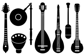 Fototapeta premium Collection of stringed and percussion instruments