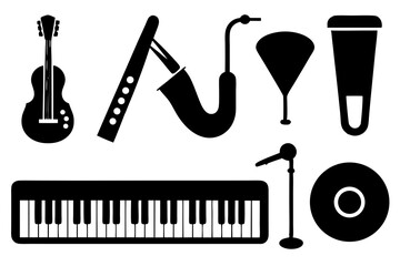 Collection of musical instrument silhouettes