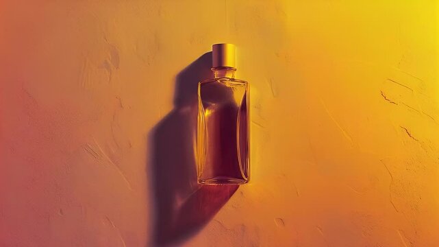 Glass Perfume Bottle on a Pink and Blue Gradient Background