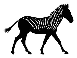 Fototapeta premium Elegant Hand-Drawn Silhouette of a Striped Zebra in Dynamic Pose