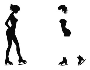 Fototapeta premium Elegant Silhouette of Ice Skater with Hand-Drawn Elements and Style