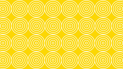 Vibrant yellow concentric circle background.