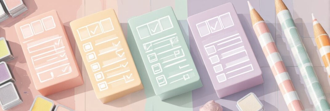 Daily Self-Reflection Prompts Infographic Featuring Pastel Blocks and Pencil Icons for Mindful Journaling Exercises