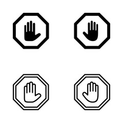 Obraz premium Stop icon vector. stop road sign. hand stop sign and symbol. Do not enter stop red sign with hand