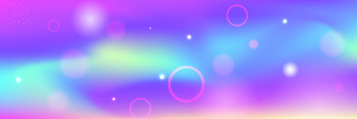 Rainbow Hologram. Pink Kawaii Background And Beautiful Magic Gradient. Purple Fairy Pattern. Fantasy Cartoon Dream With Shiny Holographic Star Design. Blue Rainbow Hologram.