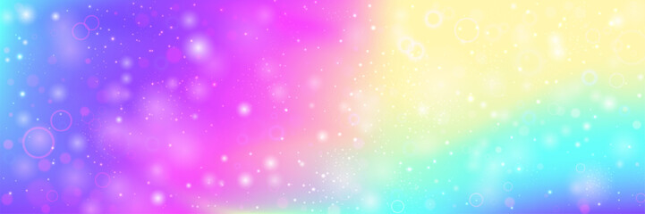 Kawaii Gradient. Pink Unicorn Background And Beautiful Princess Pattern. Purple Magic Hologram. Abstract Watercolor Wallpaper Of Cosmic Candy Dream. Blue Kawaii Gradient.