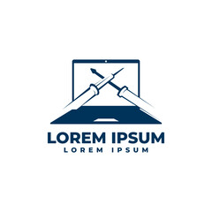 Laptop Service Logo Vector Icon Illustration