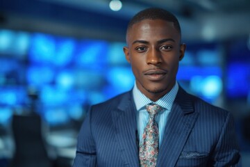 Newscaster anchor talking  on news