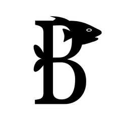 This sleek logo showcases a  fish in a minimalist form, cleverly shaped to incorporate the letter B.